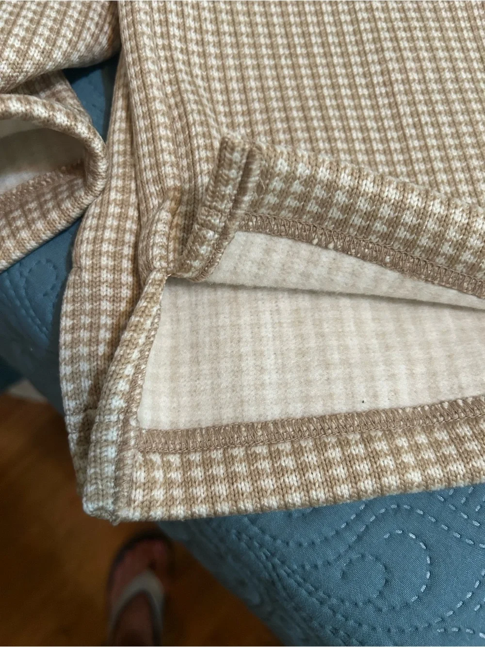 J. Crew Tan and Cream Houndstooth Cowl Neck Sweater